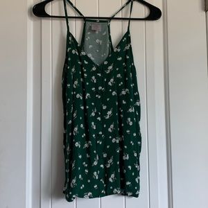 Green Floral Tank Top